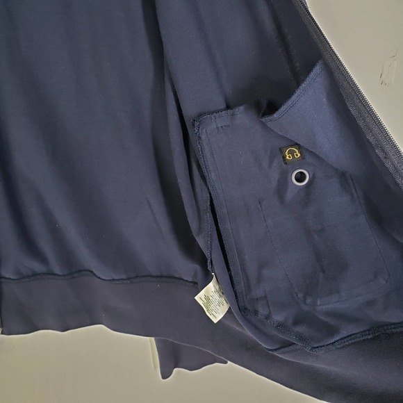 Roots Canada Full Zip Knit Sweatshirt Jacket Men's L Navy Blue Grey Embroidered - Picture 7 of 10